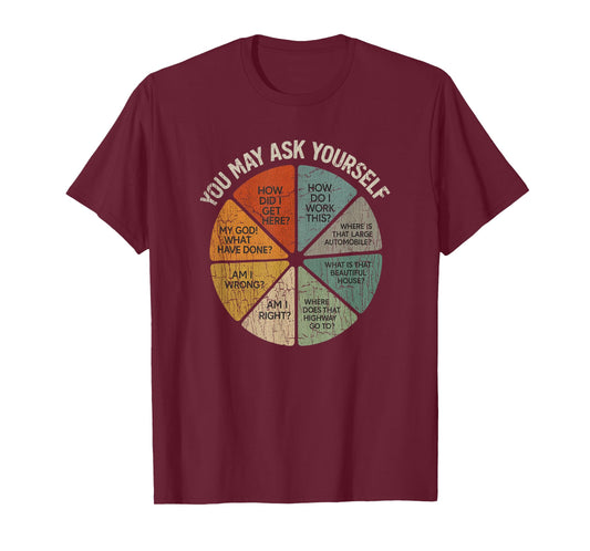 Vintage You May Ask Yourself Retro Pie Chart 80s Music T-Shirt