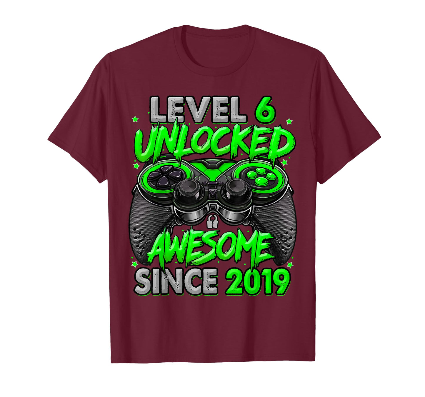 Level 6 Unlocked Awesome Since 2019 6th Birthday Gaming T-Shirt