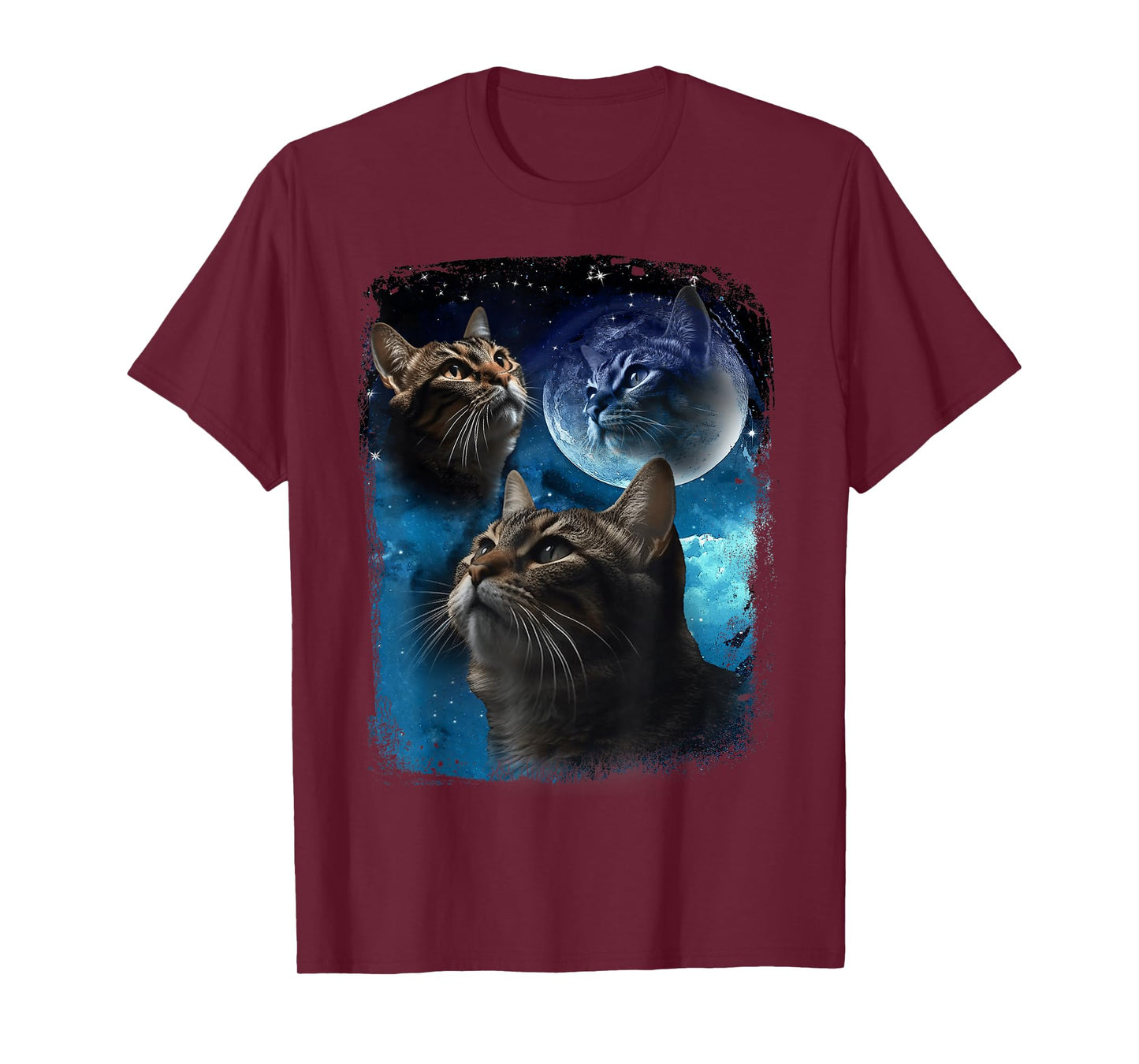 Cats Howl at Moon Funny Vintage Three Cat Howling Wolf Meme T-Shirt