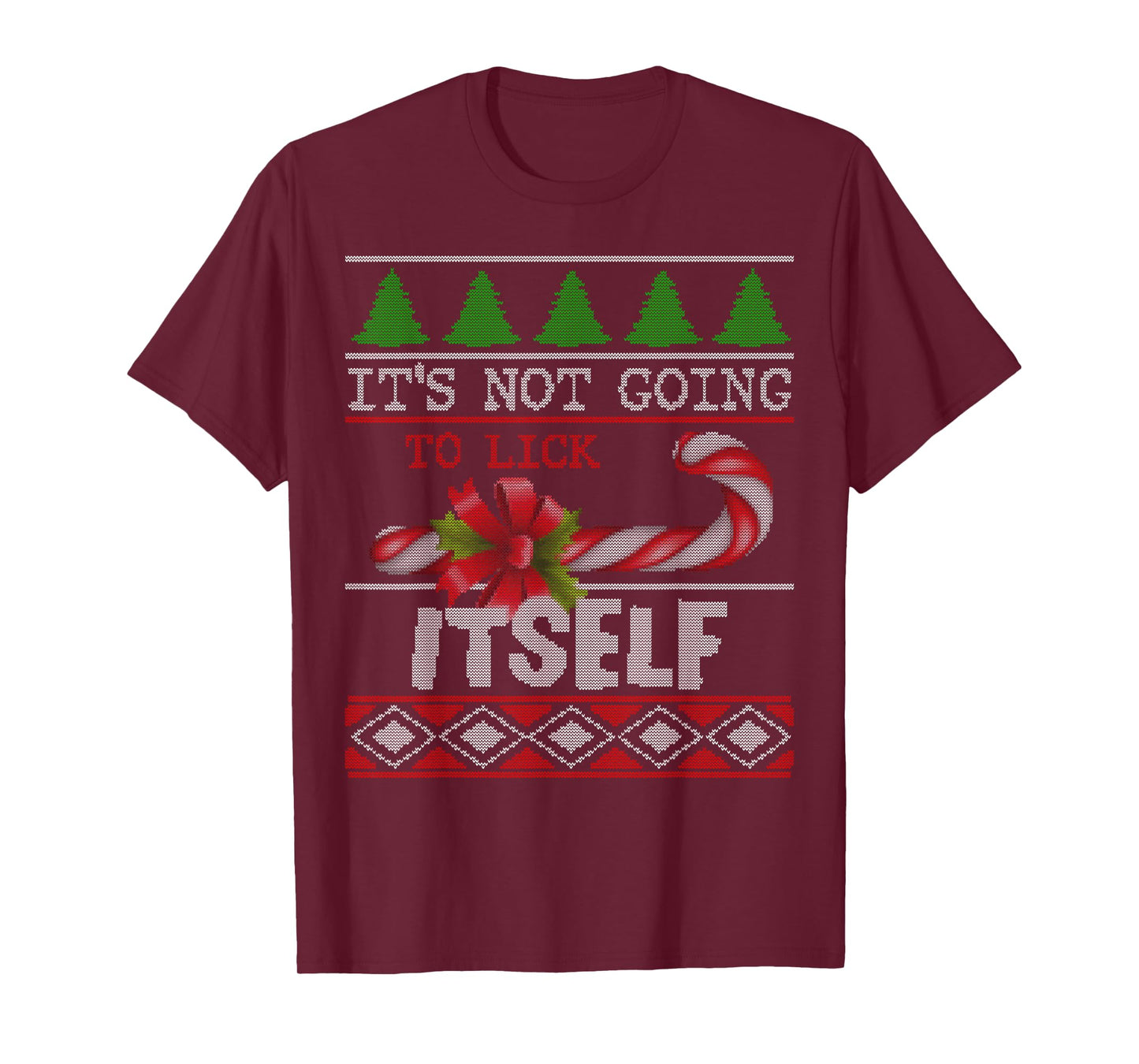 Funny Candy Cane Naughty Ugly Sweater Humor Christmas T-Shirt