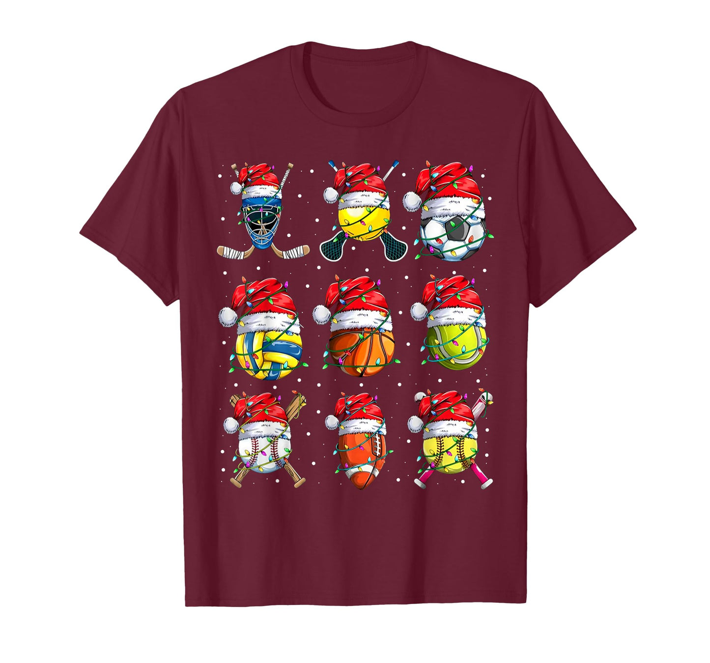 Santa Sports Design For Men Boys Christmas Sport Ball Player T-Shirt