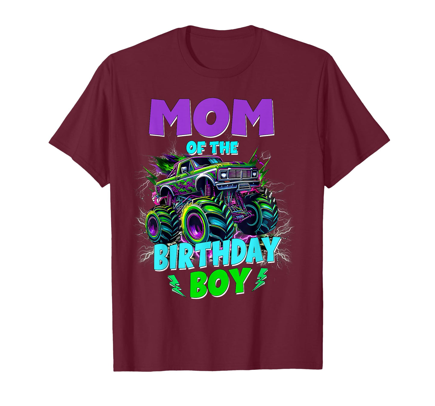 Funny Mom of The Birthday Boy Monster Truck Family Matching T-Shirt