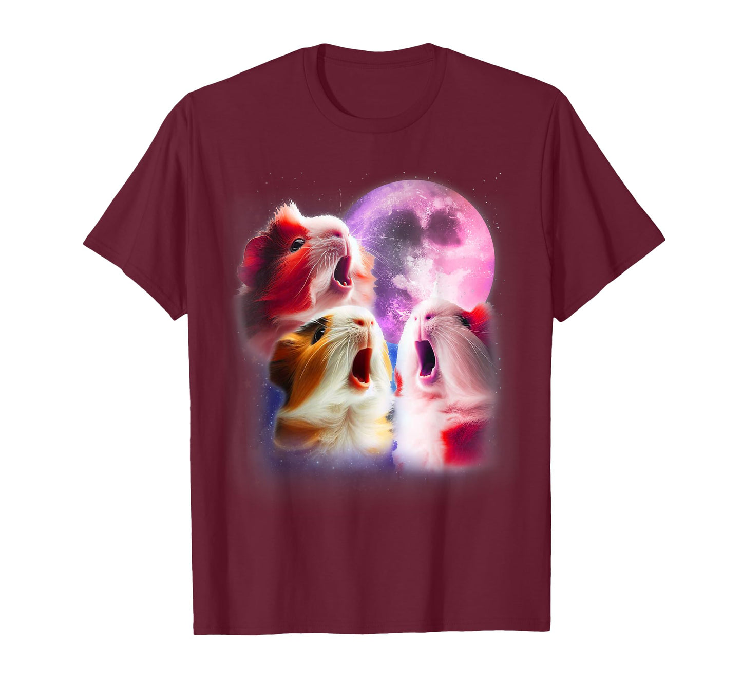 3 Guinea Pigs Howling At The Moon Funny Pet Guinea Pig Lover T-Shirt
