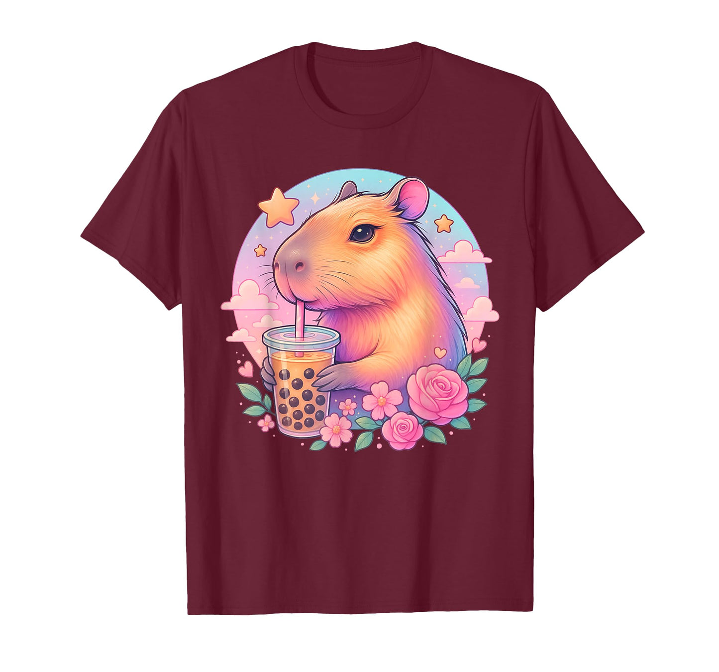 Cute Capybara Kawaii Anime Boba Bubble Tea Lover Girls Teen T-Shirt