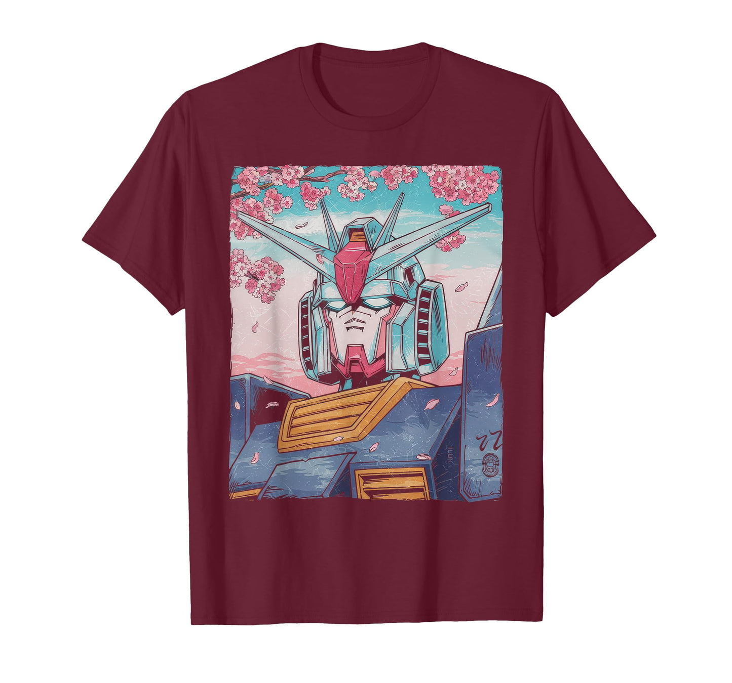 Mecha Tshirt Japanese Mecha Robot Head Anime Art Ukiyo-E T-Shirt