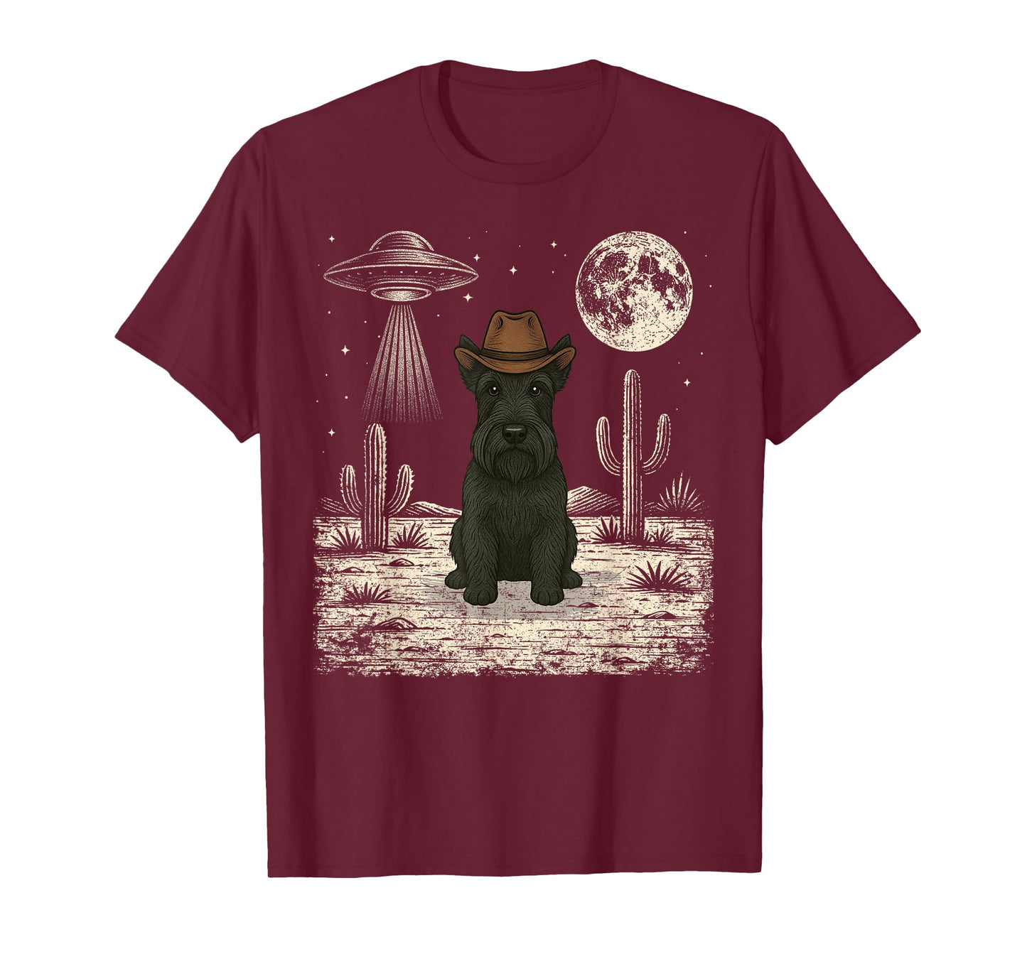 Funny Scottish Terrier Cowboy Western Scottie Dog UFO T-Shirt