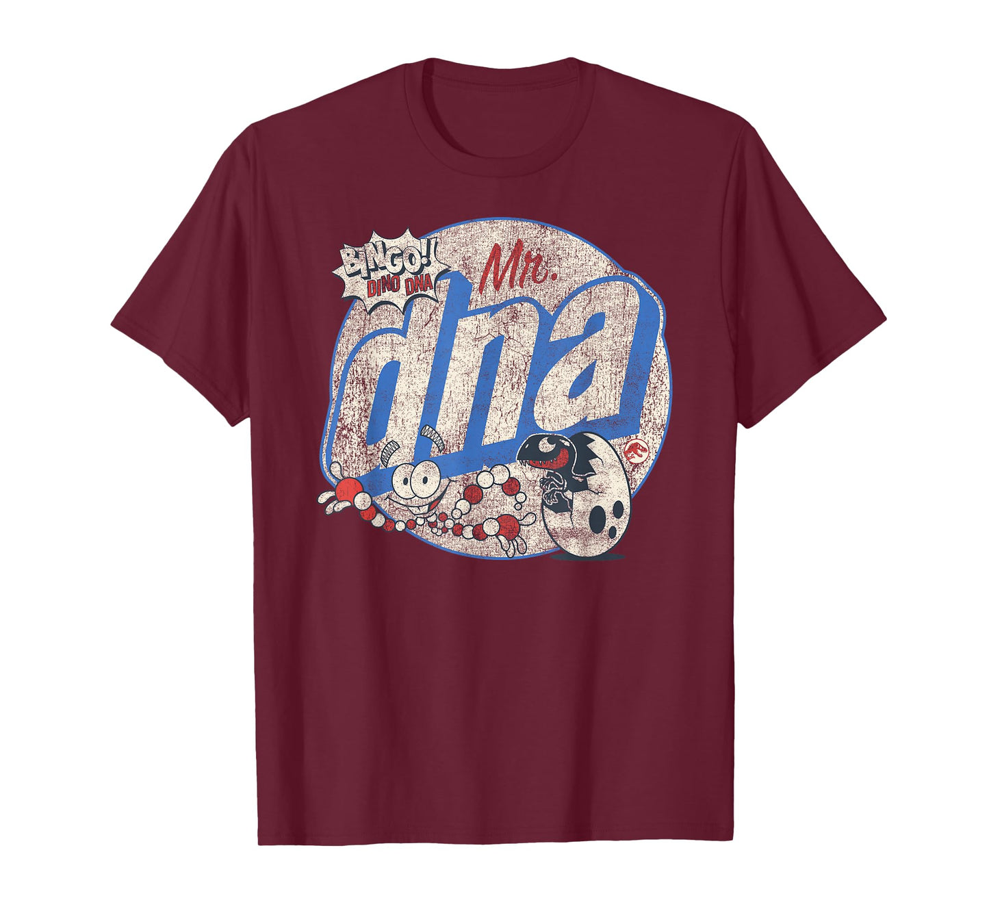 Jurassic World Retro Mr. DNA Bingo Dino Logo T-Shirt Small