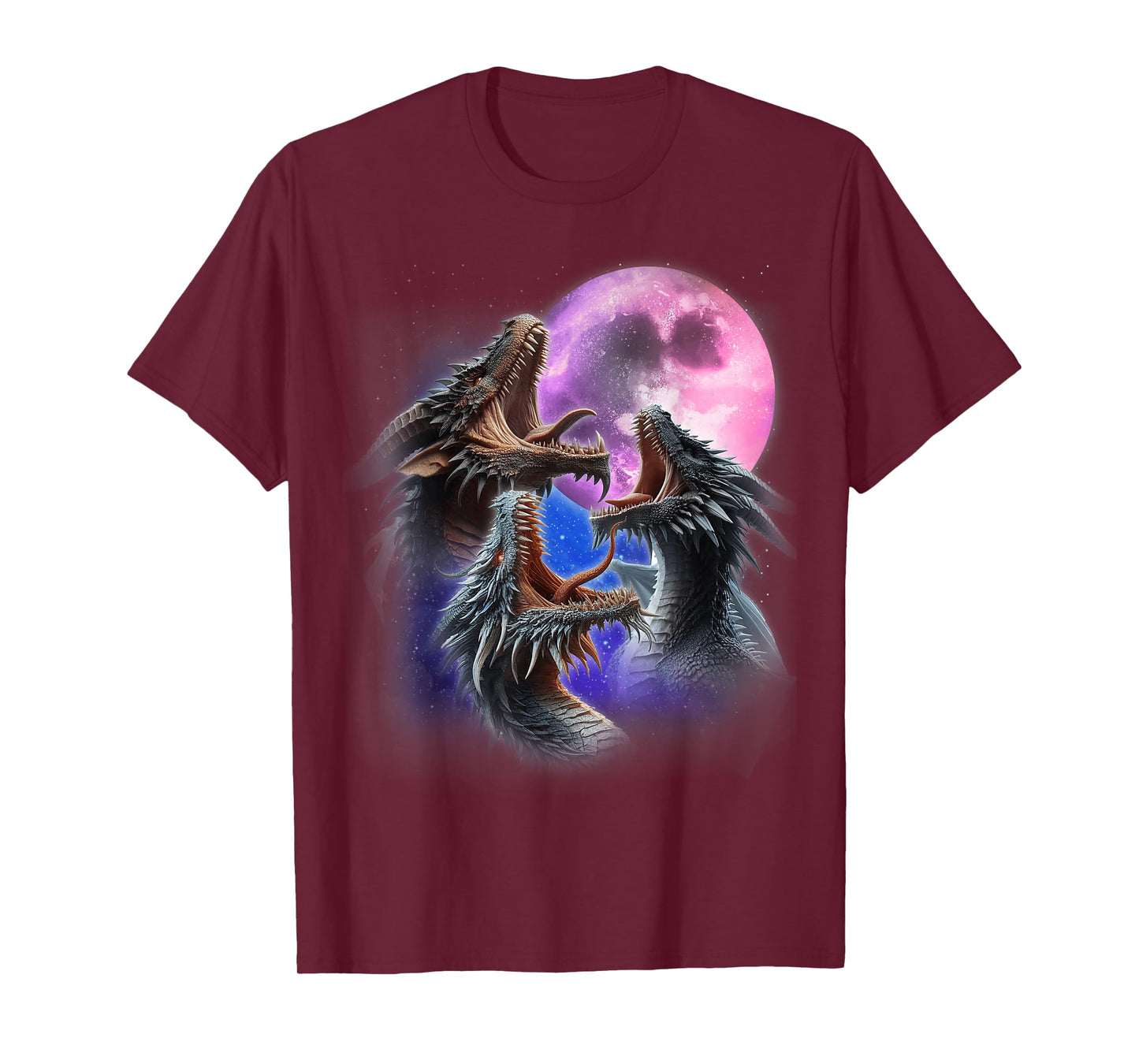 3 Dragons Howling At The Moon Funny Fantasy Dragon Lover T-Shirt