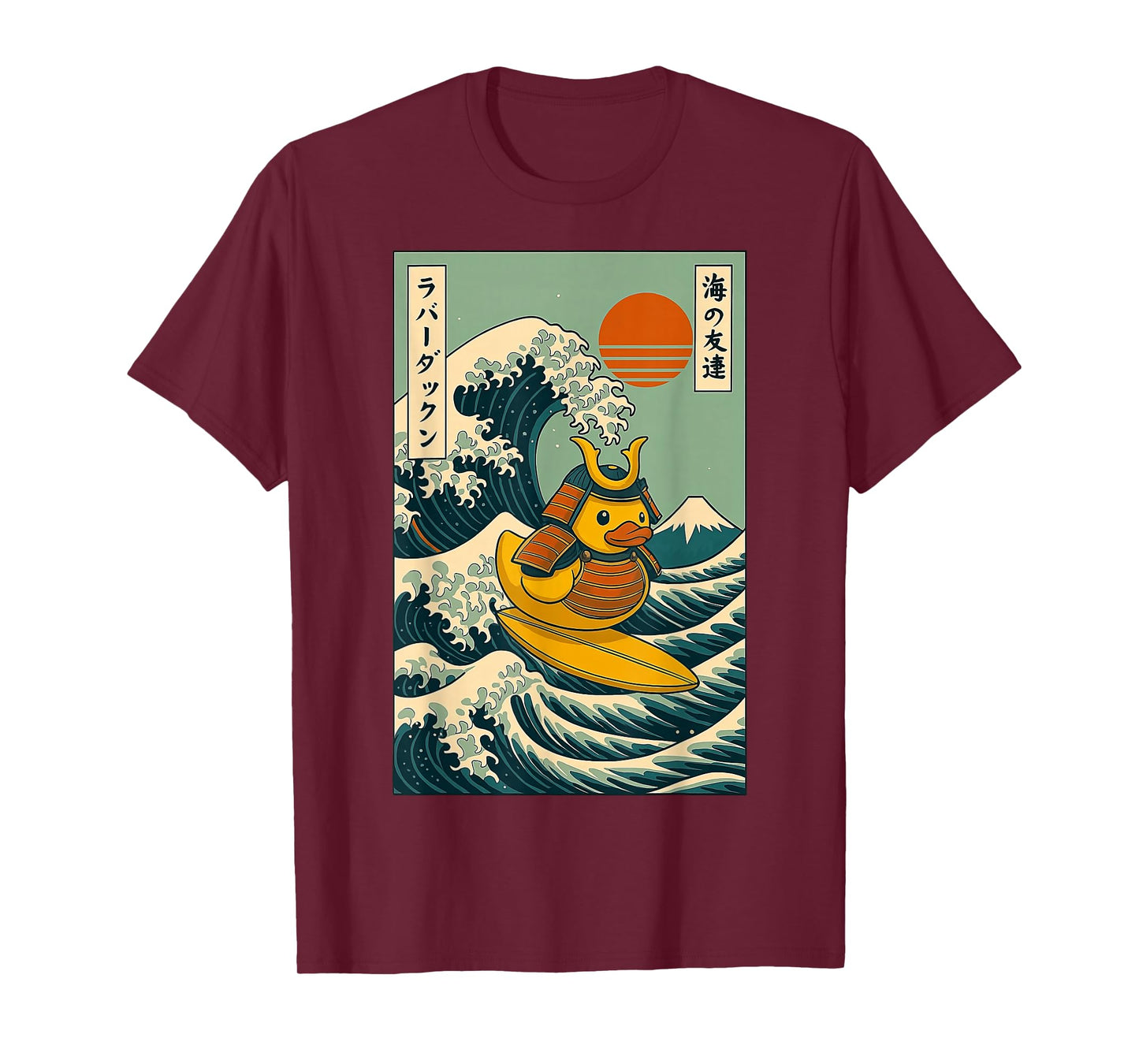 Rubber Duck Samurai Surfing Japanese Wave Katana T-Shirt