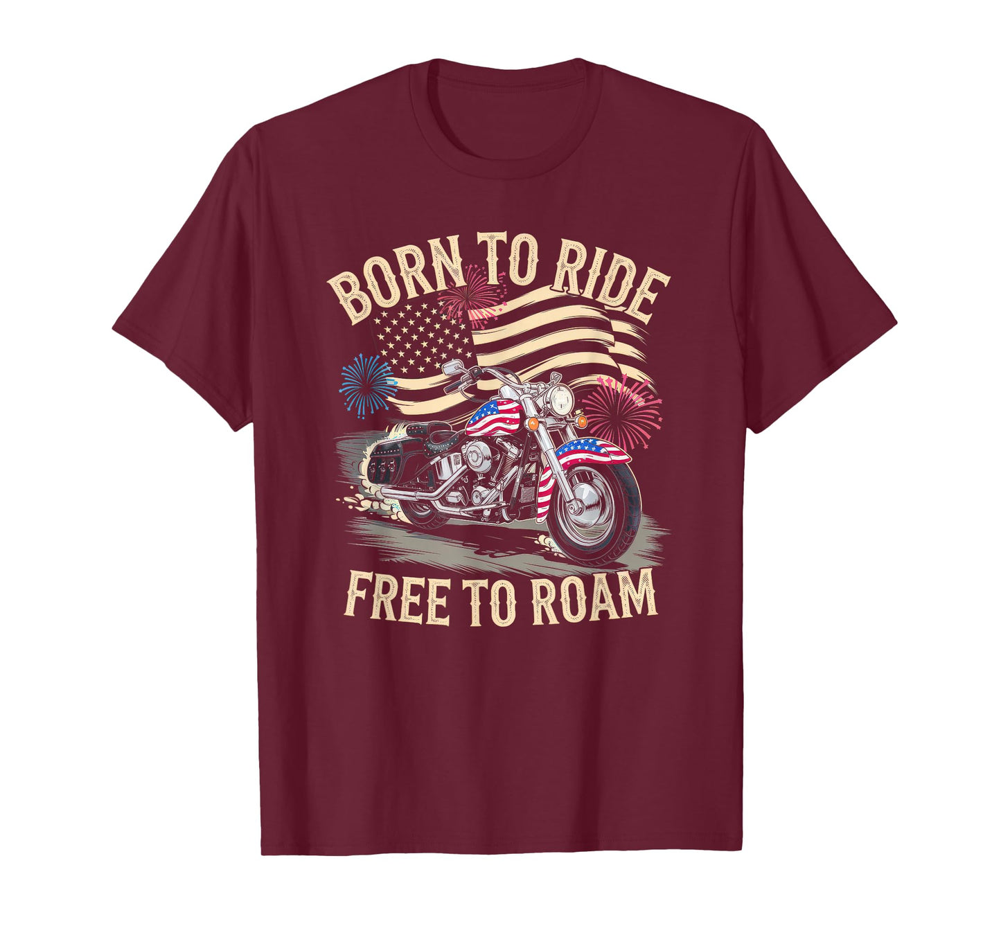 American Flag Motorcycle Tshirt USA Flag Biker Retro T-Shirt