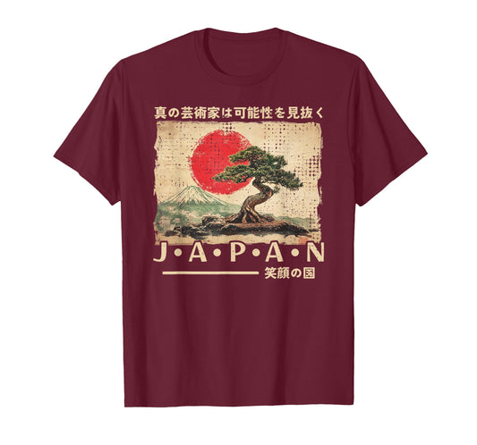 Traditional Japanese Bonsai Tree Woodblock Ukiyo-e Anime T-Shirt