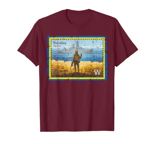 Vintage Ukraine Postage Stamp Flag Pride Army Patriot Roots T-Shirt