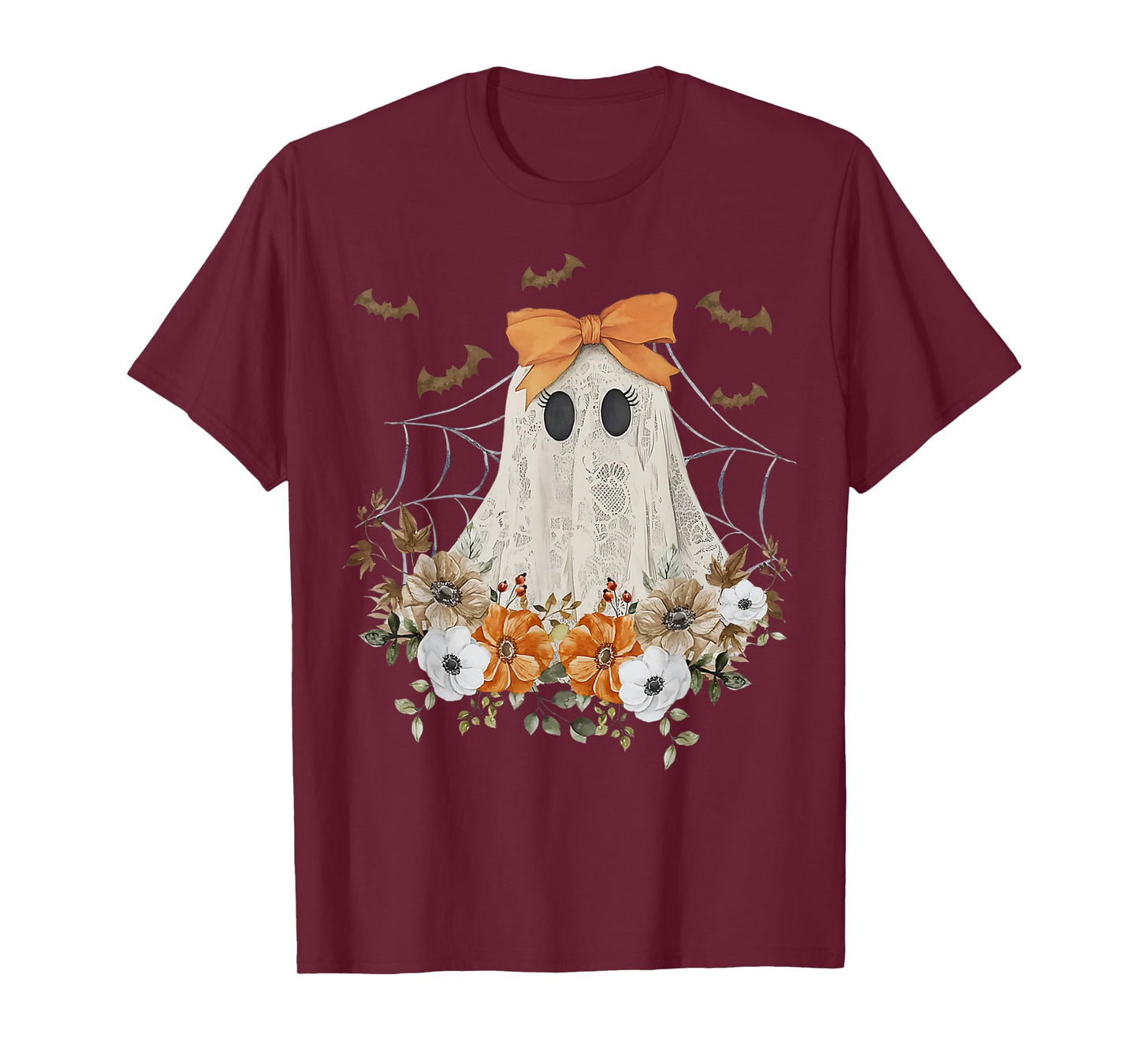 Coquette Ghost Flower Ghost Spooky Lace T-Shirt