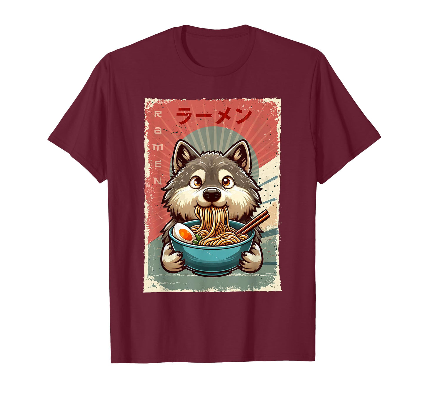 Wolf Eating Ramen Japanese Noodles Soup T-Shirt