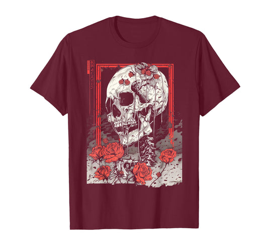 Anime Japanese Goth Cyberpunk City Skull Gothic Grunge T-Shirt