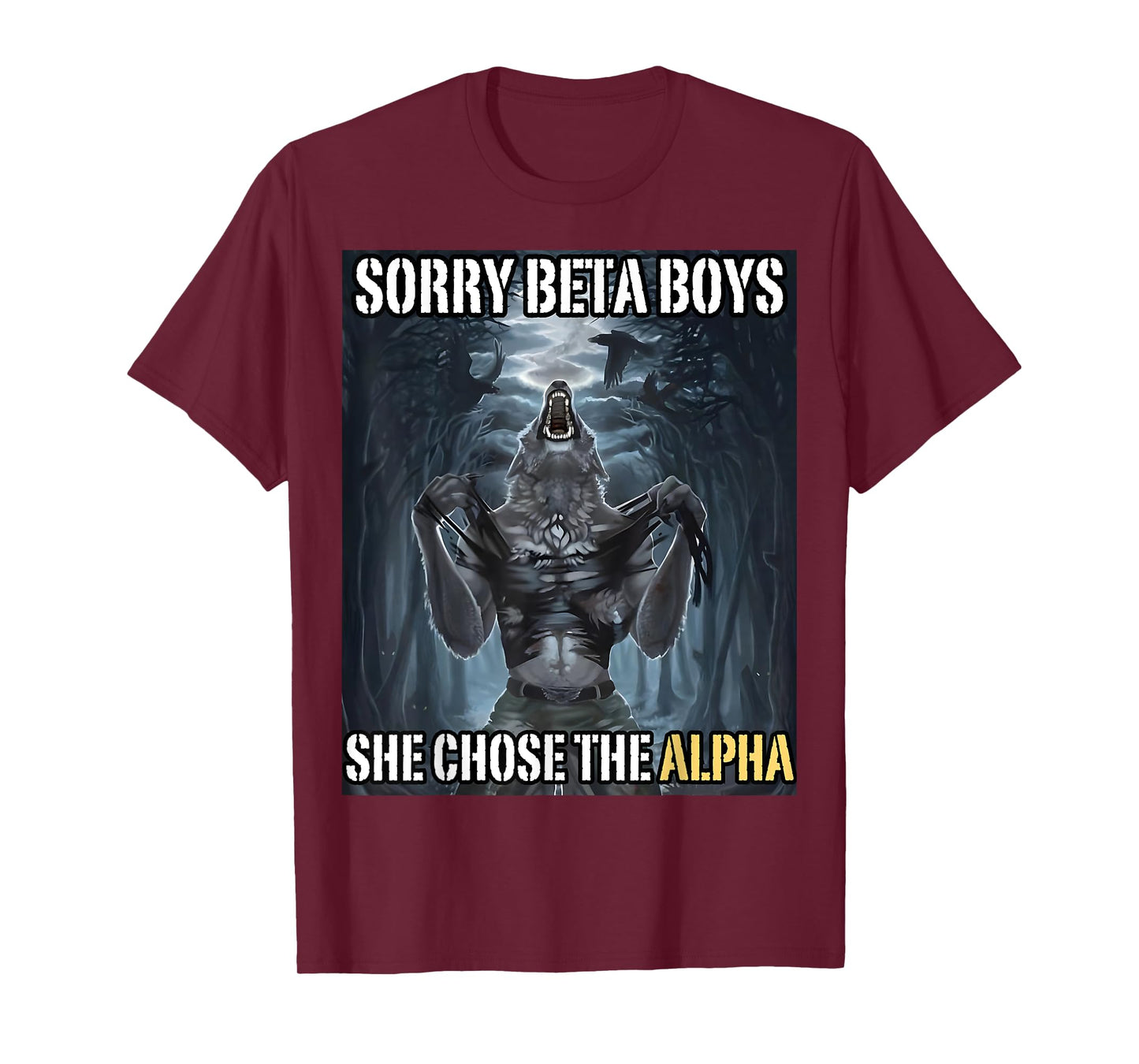 Sorry Beta Boys She Chose The Alpha Funny Alpha Wolf Meme T-Shirt