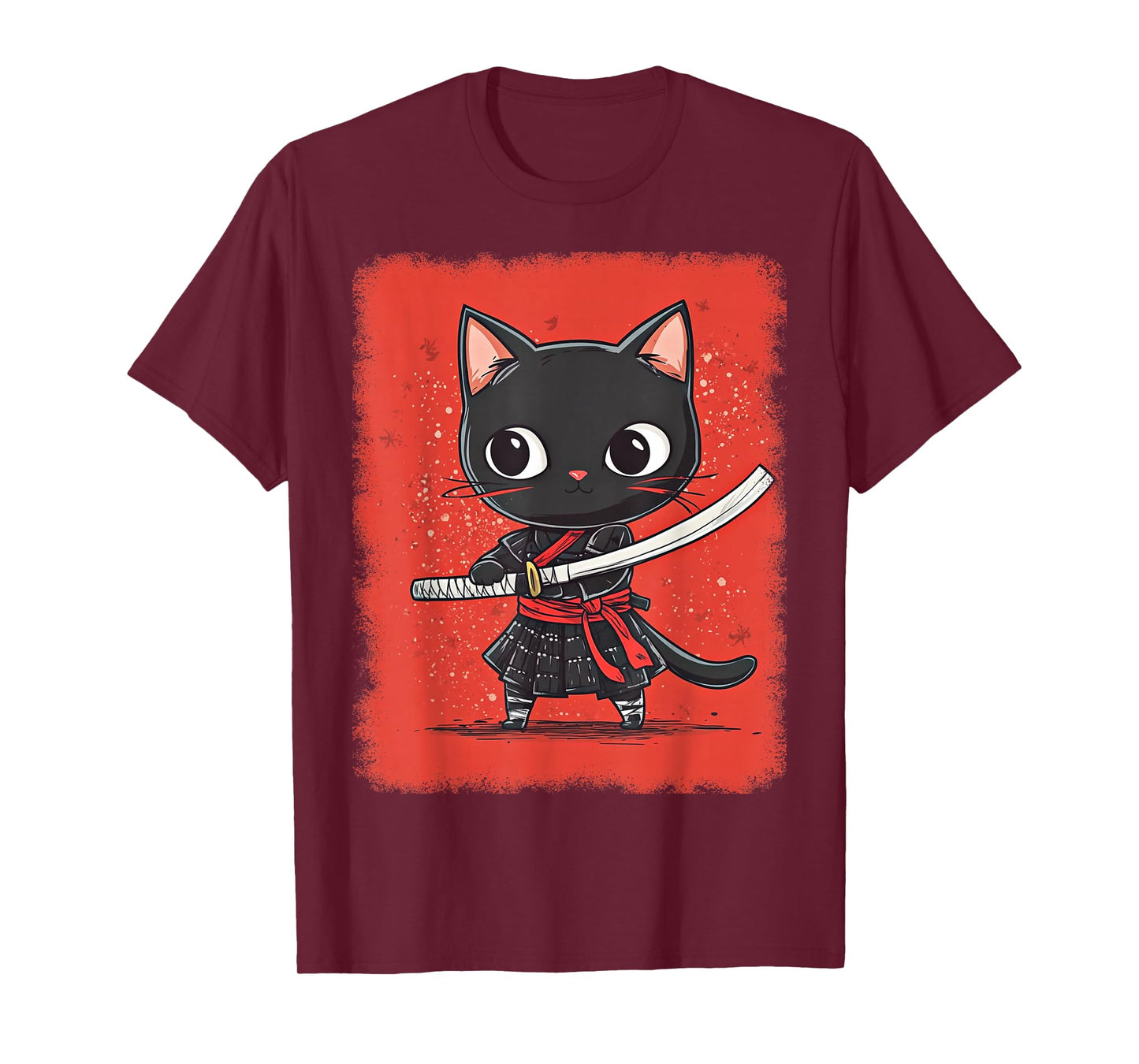 Japanese Samurai Kitten Kawaii Ninja Cat T-Shirt