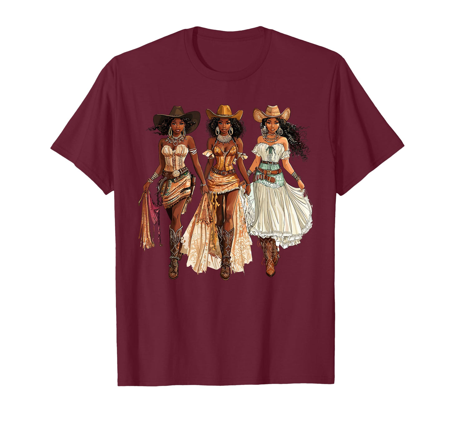Black African American Cowgirl Western Country Texas Rodeo T-Shirt