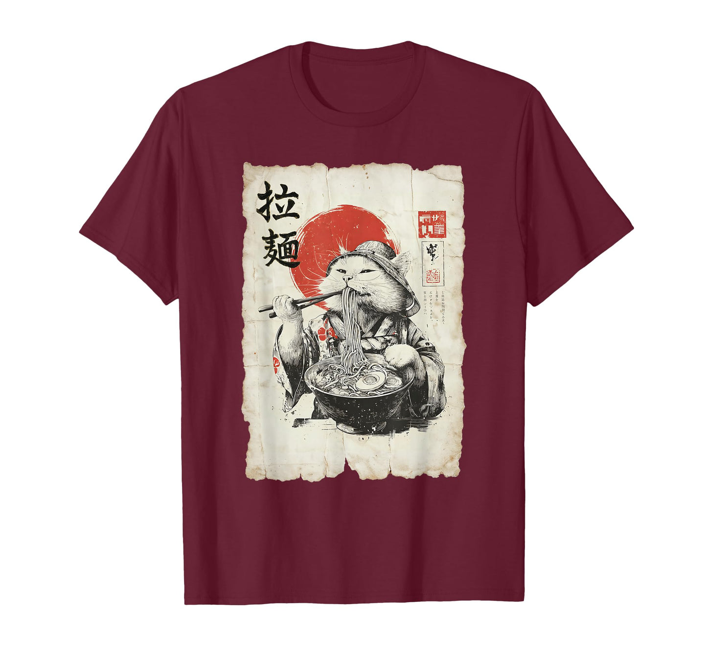 Ramen Cat Ukiyo-E Retro Japanese Noodle Lover T-Shirt