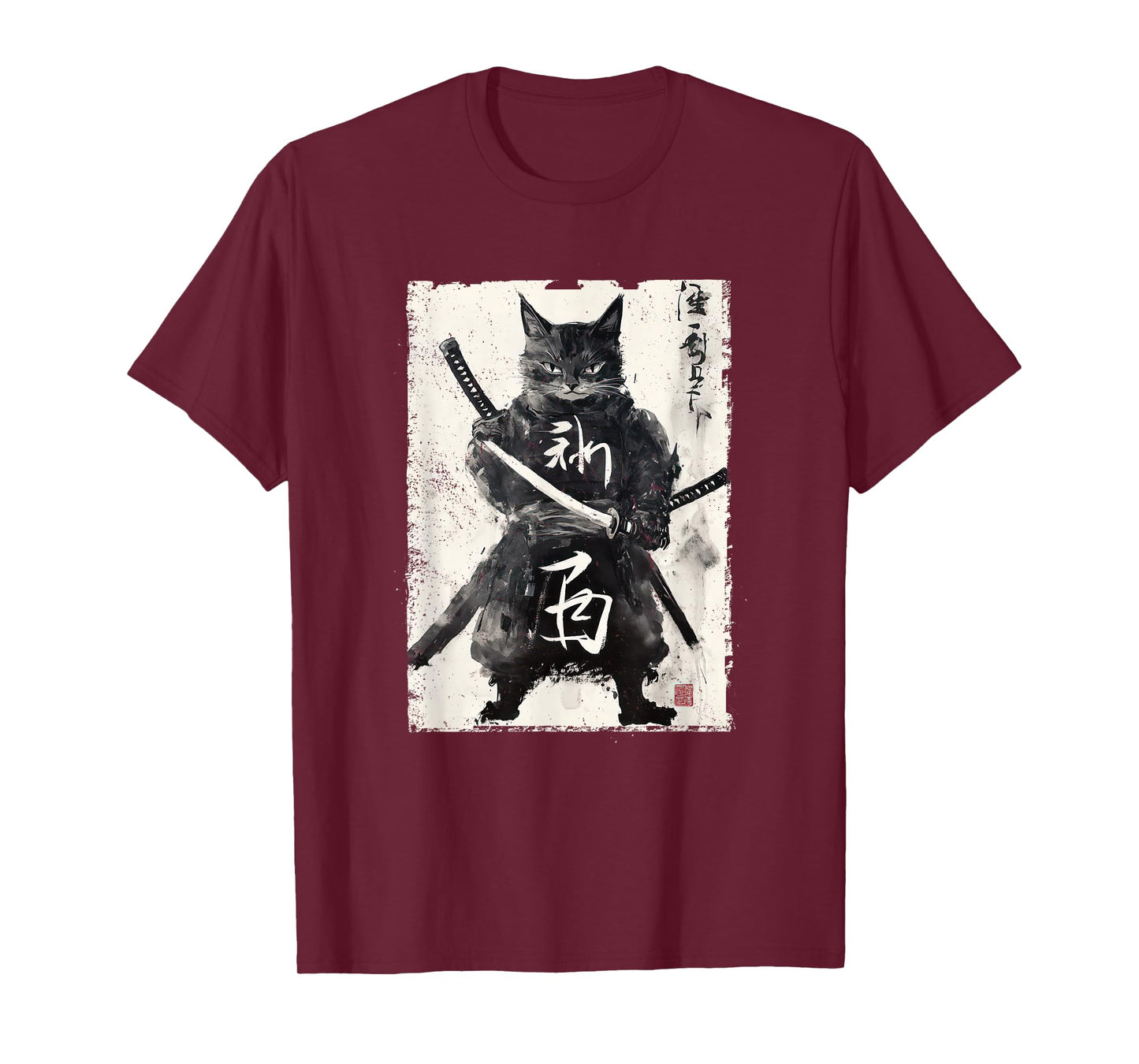 Vintage Samurai Cat Graphic Art Japanese Ukiyo-e Men Women Girls Kids T-Shirt