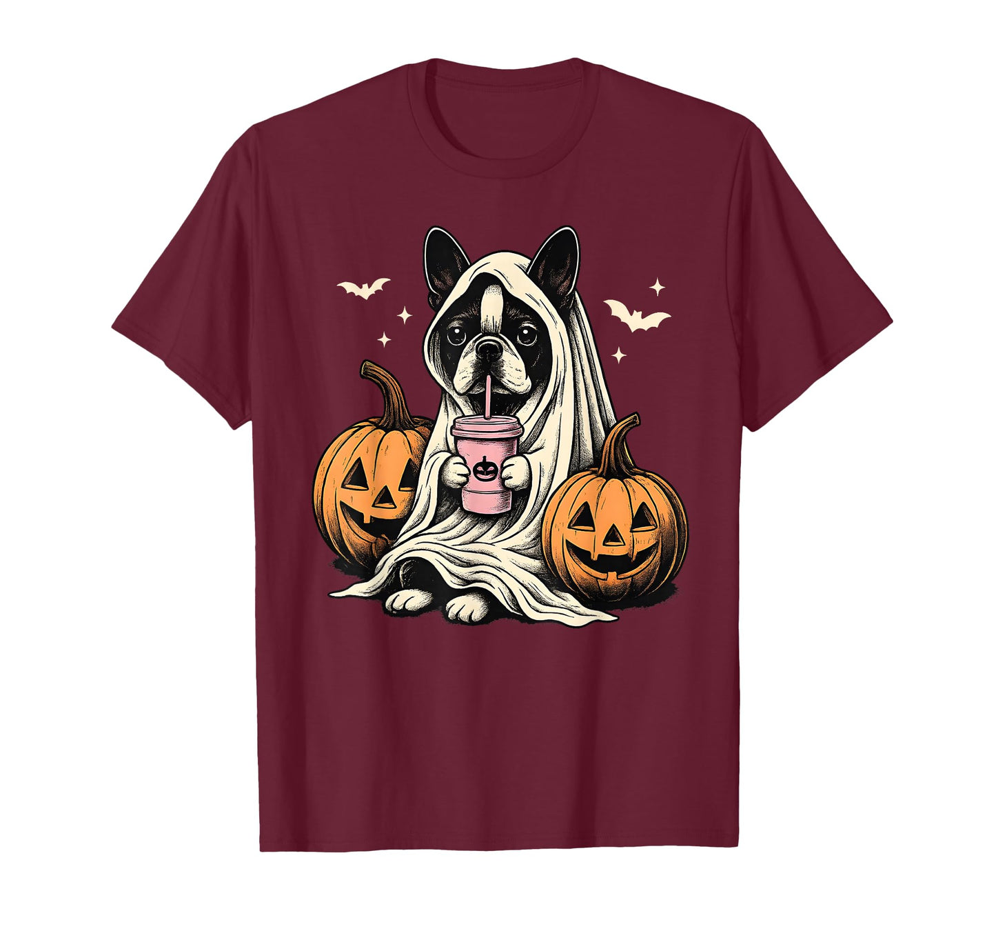 Boston Terrier Ghost Boo Halloween Costume Spooky Season T-Shirt
