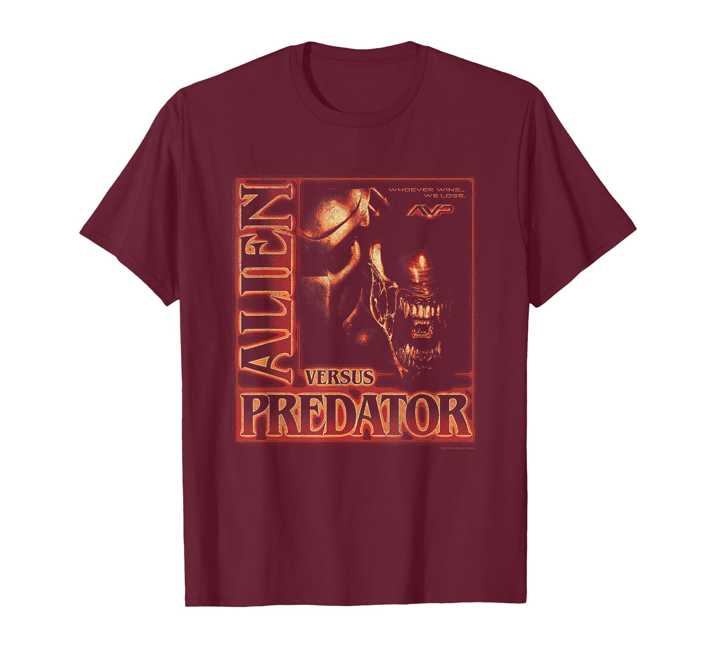 Alien Vs Predator Whoever Wins We Lose Vintage Chest Poster T-Shirt