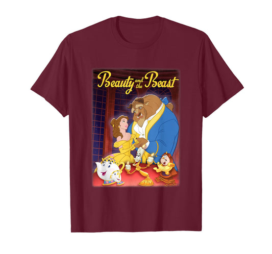 Disney Beauty and The Beast Distressed Movie Poster T-Shirt