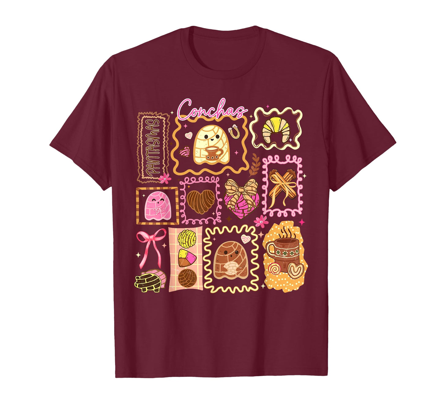 Spooky Conchas Ghost Halloween Mexican Pan Dulce Girly Bow T-Shirt