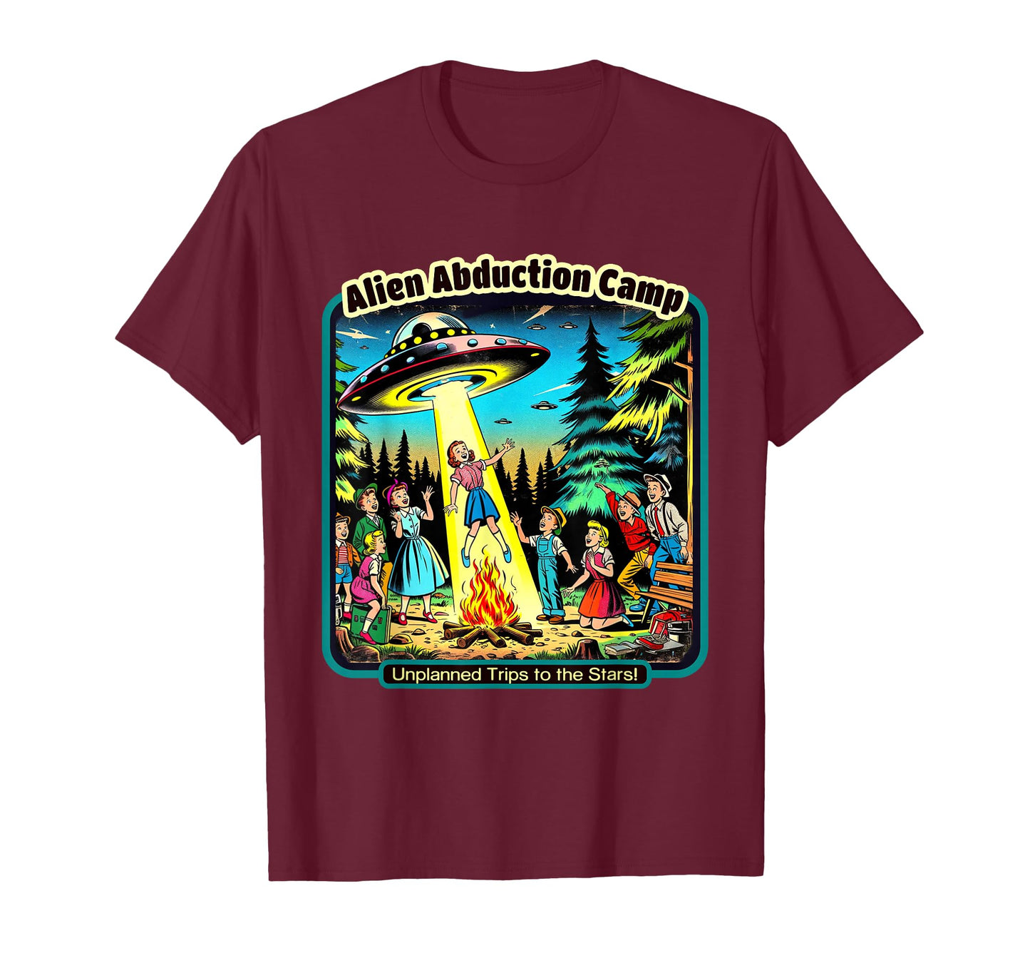 Funny Vintage Alien Abduction Camp UFO Alien T-Shirt
