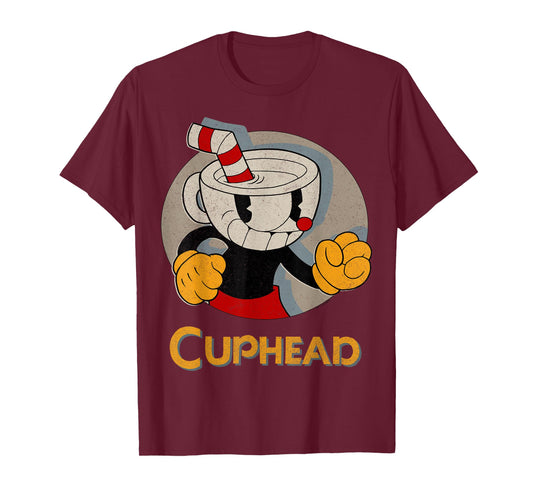 Cuphead Circle Shadow Profile Vintage T-Shirt