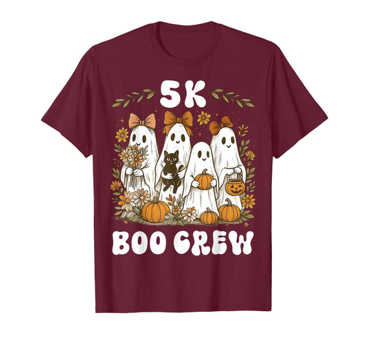 5K Boo Crew Halloween Teacher K5 Floral Ghost Trick or Teach T-Shirt
