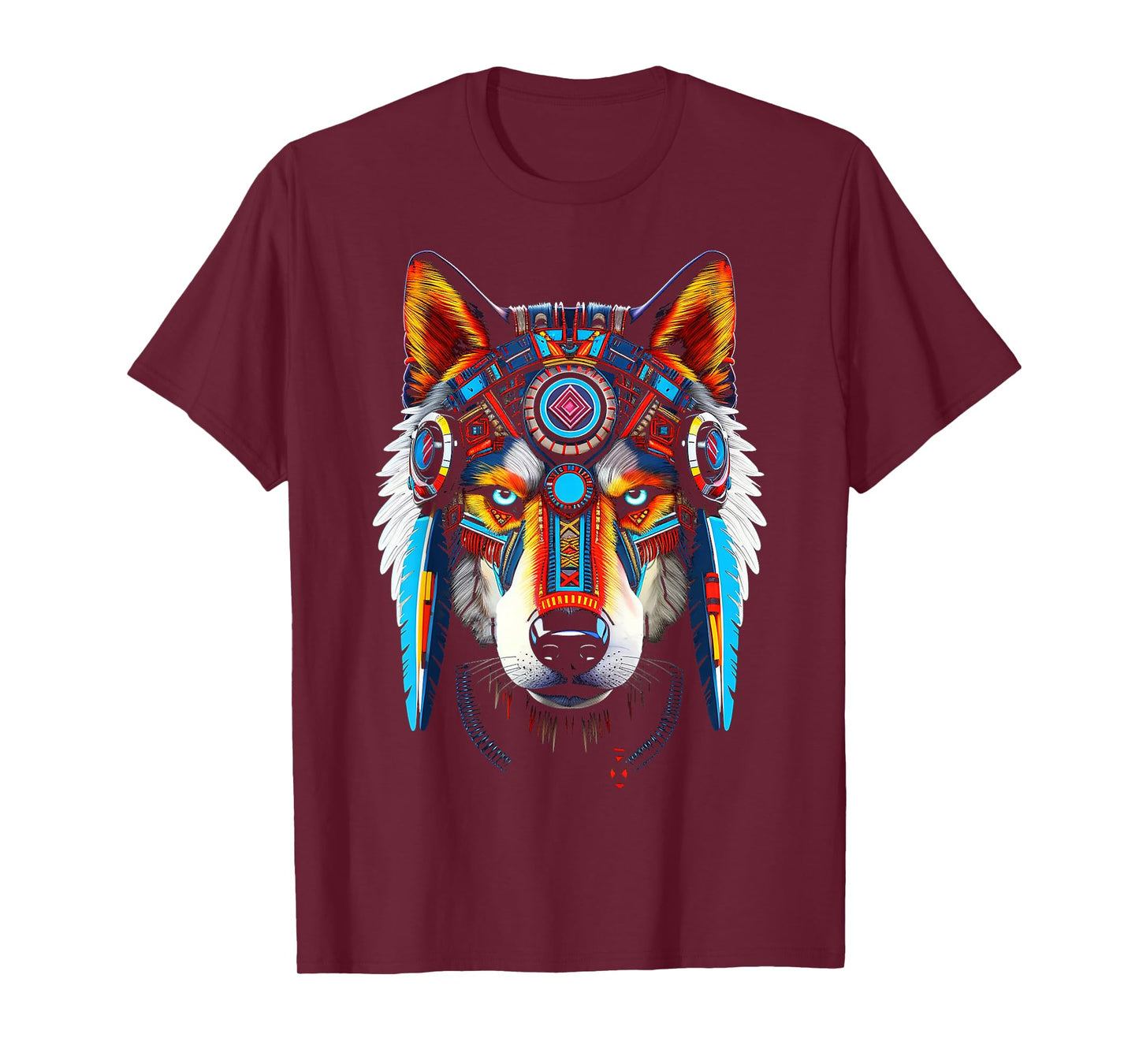 Wolf Anime Abstract Art Animal Face Graphic Wolf T-Shirt