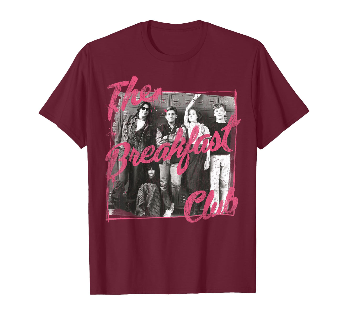 Breakfast Club Pink Text Group Photograph T-Shirt Small