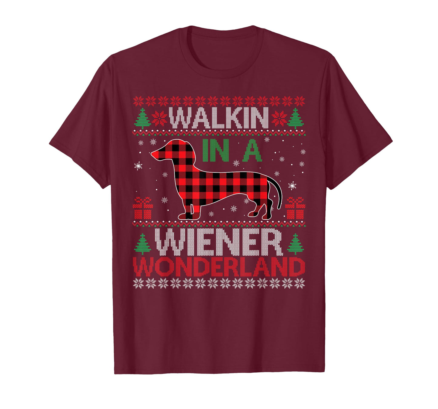 Walking in A Wiener Wonderland Funny Dachshund Christmas T-Shirt