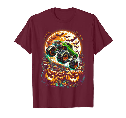 Halloween Monster Truck Jack O Lantern Boy Trick Treat T-Shirt