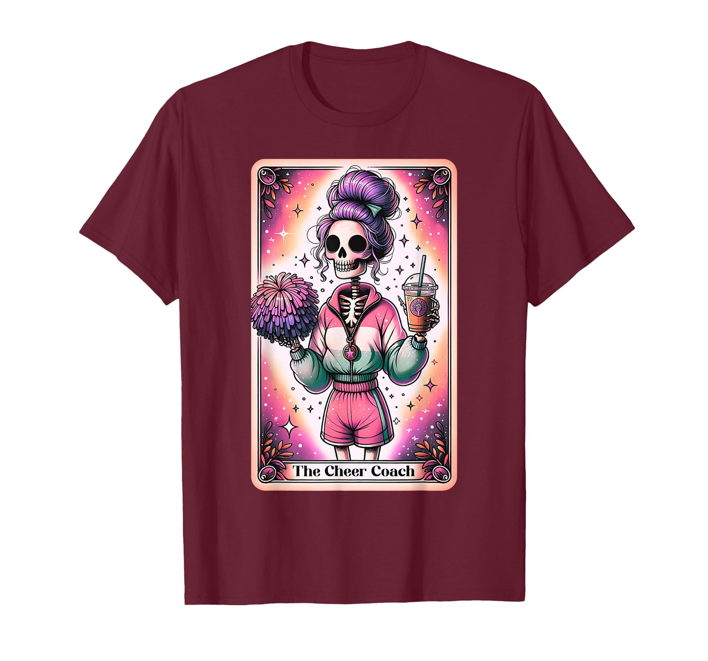 Cheer Coach Tarot Card Skeleton Coffee Cheerleading Coach T-Shirt
