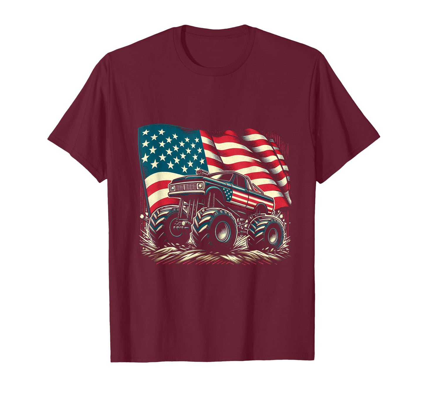 Patriotic USA Monster Truck Adult T-Shirt