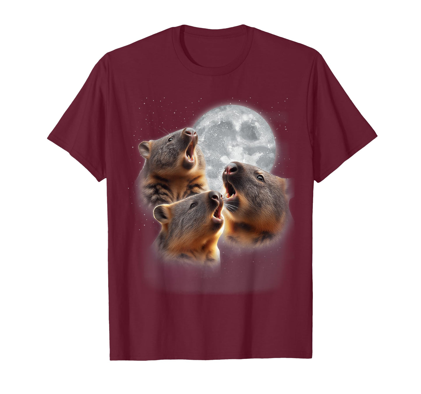 3 Wombats Howling At The Moon Funny Australian Wombat Lover T-Shirt