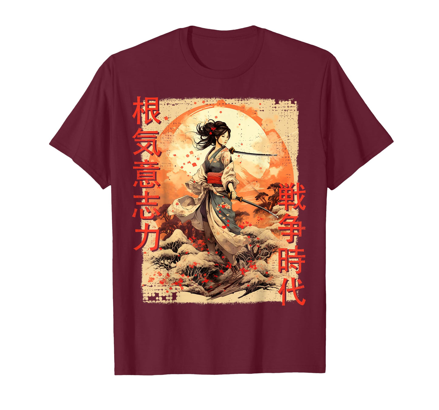 Samurai Woman Warrior Japanese Ninja Woman Kawaii T-Shirt