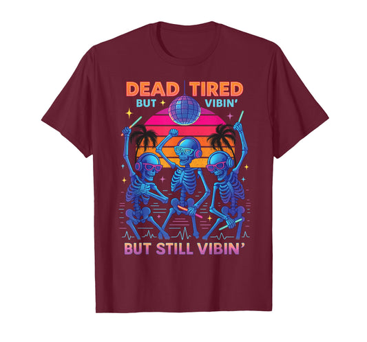 Retro Skeleton Rave Party Glow in Dark Halloween Tee T-Shirt