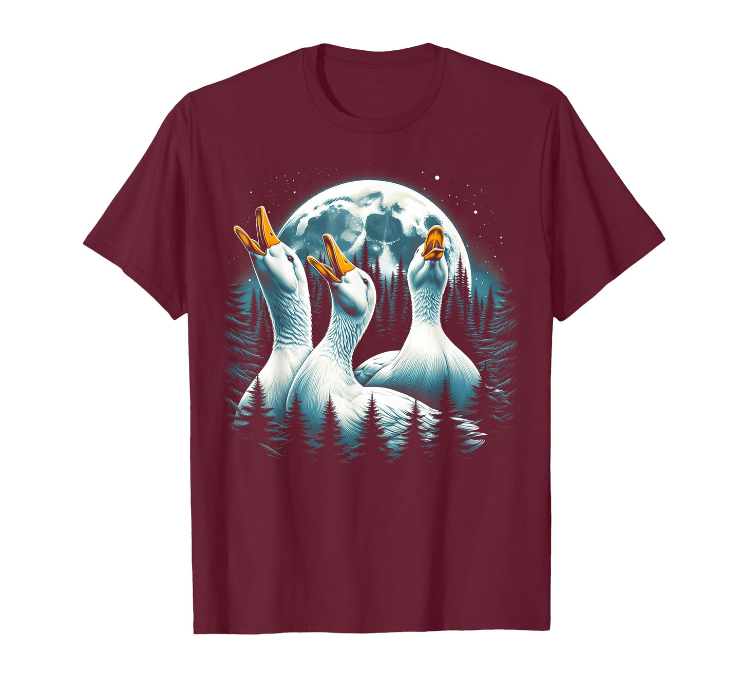 3 Ducks Howling At The Moon Wolf Animal T-Shirt