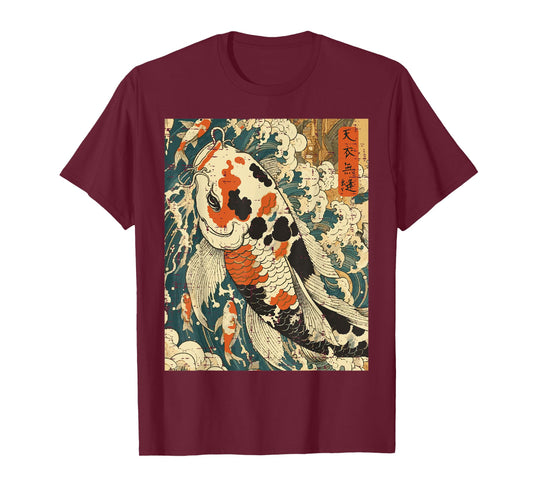 Japanese Fish Koi Carp Vintage Great Wave Art Men Women Kids T-Shirt