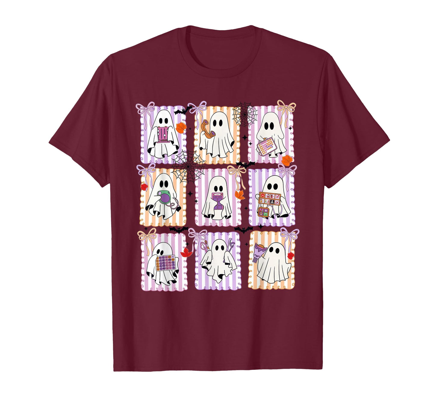 Retro SLP Ghost Halloween Speech Therapy Coquette Bow T-Shirt