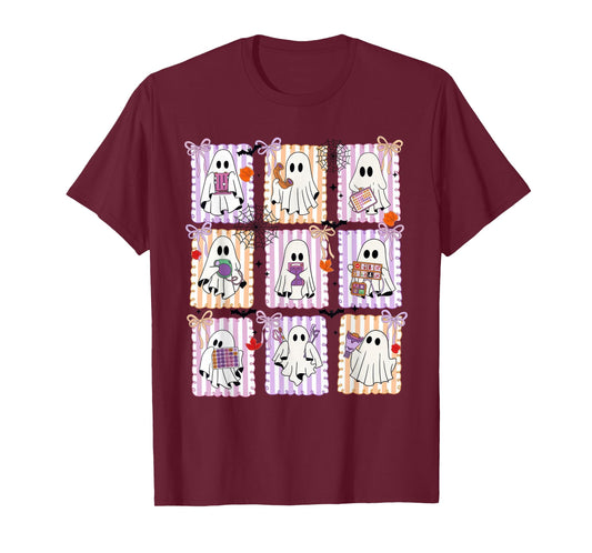 Retro SLP Ghost Halloween Speech Therapy Coquette Bow T-Shirt