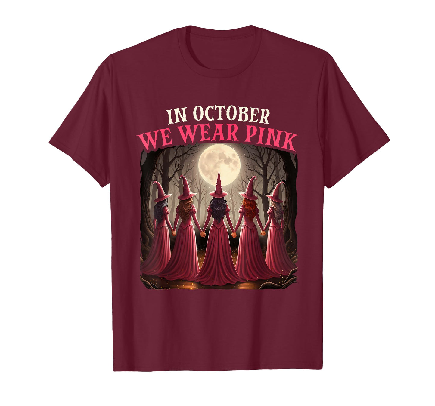 in October We Wear Pink - Halloween Breast Cancer Awerness T-Shirt