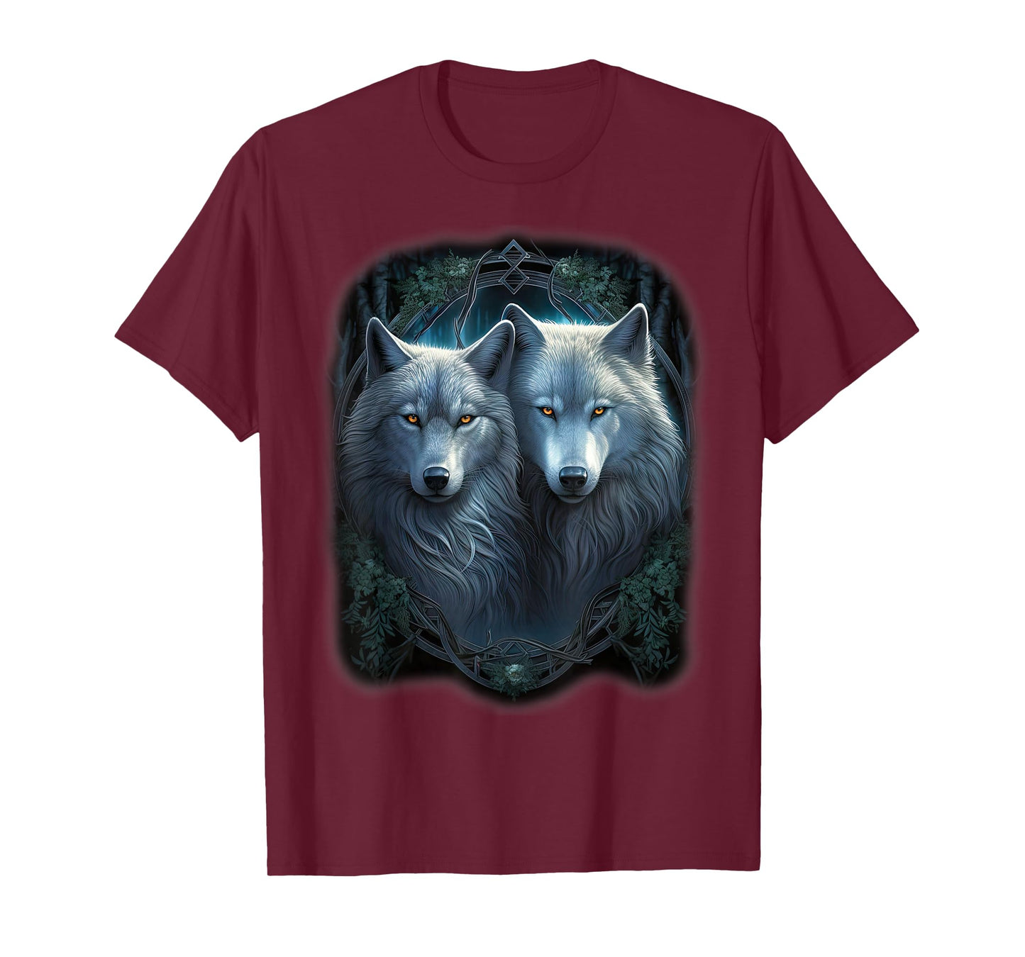 Wolf Wolves in Forest by Night Moon Fantasy Art Wildlife T-Shirt