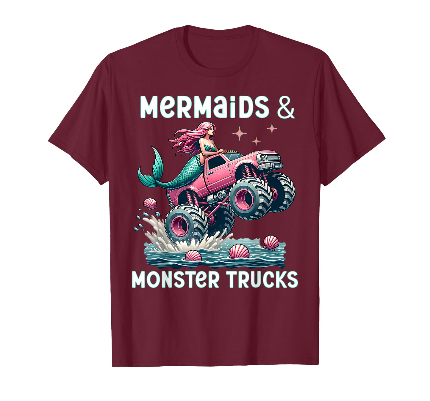 Mermaids And Monster Trucks Girls Monster Truck Show Party T-Shirt