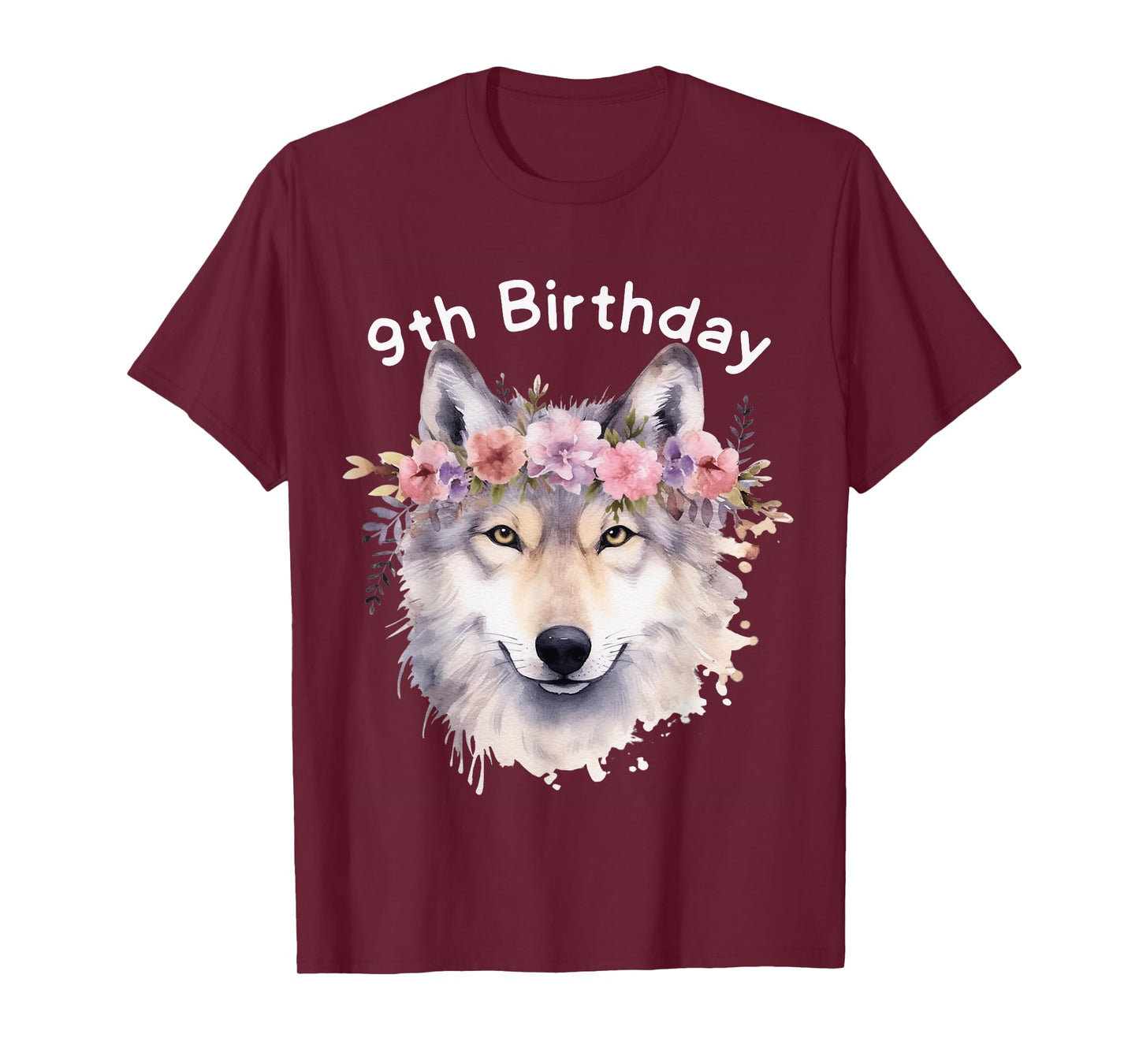9th Wolf Birthday Nine years Girl Wolf Pack Party Wolves Kid T-Shirt