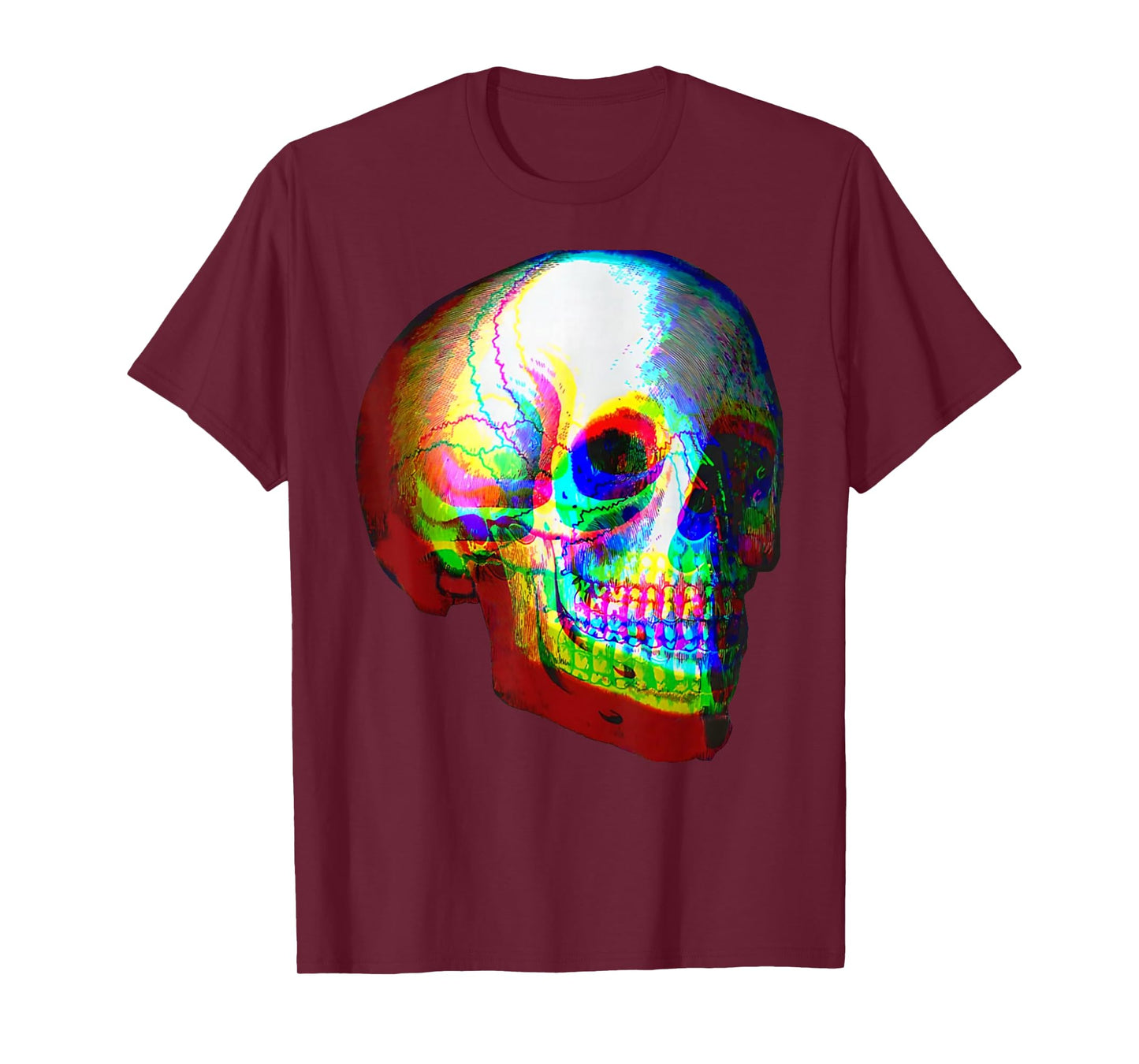Skull Trippy Vaporwave Halloween Techno Rave EDM Music Party T-Shirt