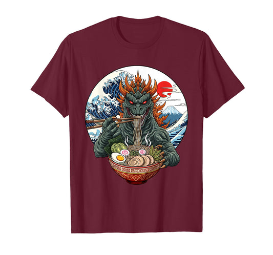 Funny Kaiju Eating Ramen Japanese Monster Lover T-Shirt